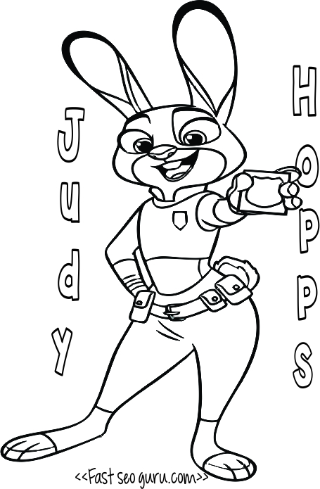 Printable Judy Hopps zootopia coloring pages